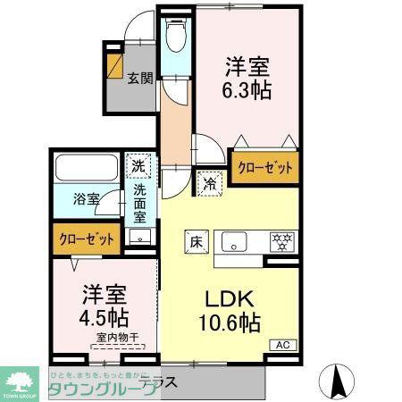 リッシュセゾン E(2LDK/1階)の間取り写真