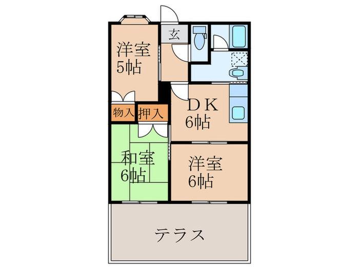 ウエストガーデン(3DK/1階)の間取り写真