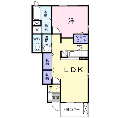 ピアーチェ A(1LDK/1階)の間取り写真