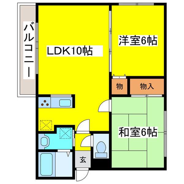 コーラル15(2LDK/3階)の間取り写真