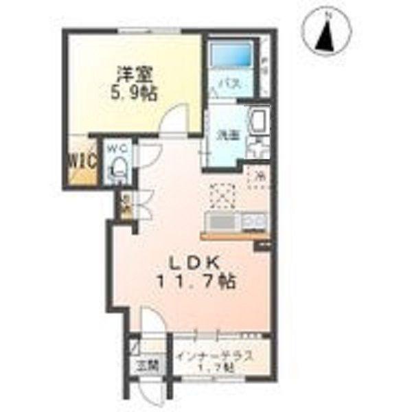 MYハーモニースターテラス(1LDK/1階)の間取り写真