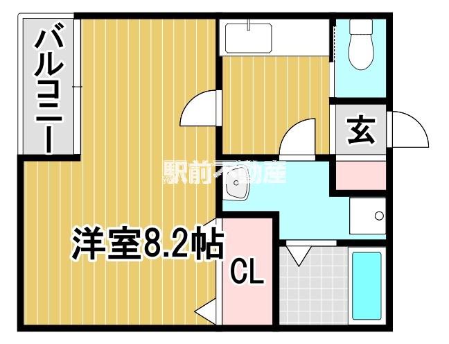 プライマリー久留米インターA棟(1K/2階)の間取り写真