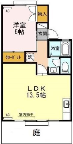 セジュール佐古(1LDK/1階)の間取り写真