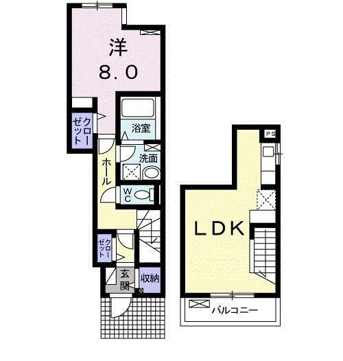 ハナミズキ(1LDK/1階)の間取り写真