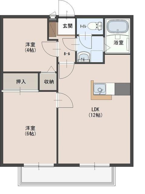 ファームハイツE(2LDK/1階)の間取り写真