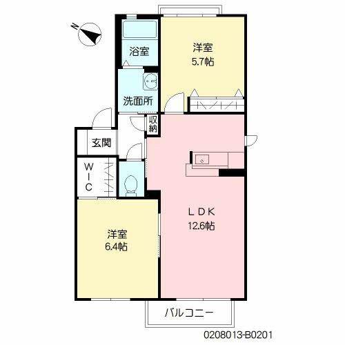 ゴールドヴィラB棟(2LDK/2階)の間取り写真