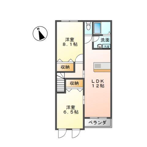 セレーノ藤澤(2LDK/2階)の間取り写真