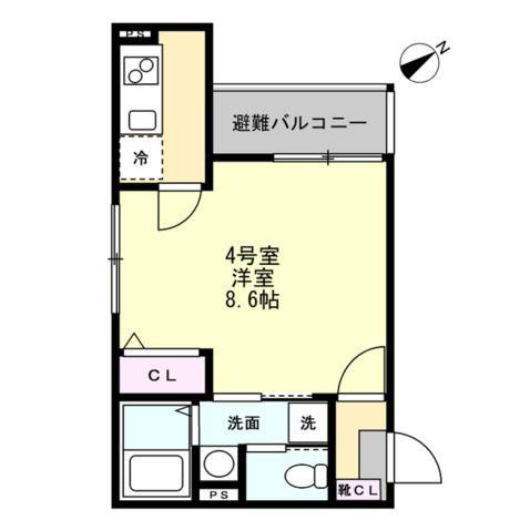 ベイルーム矢部リエート(1K/1階)の間取り写真