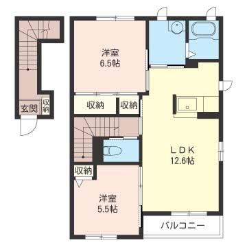 クレストサトミ(2LDK/2階)の間取り写真