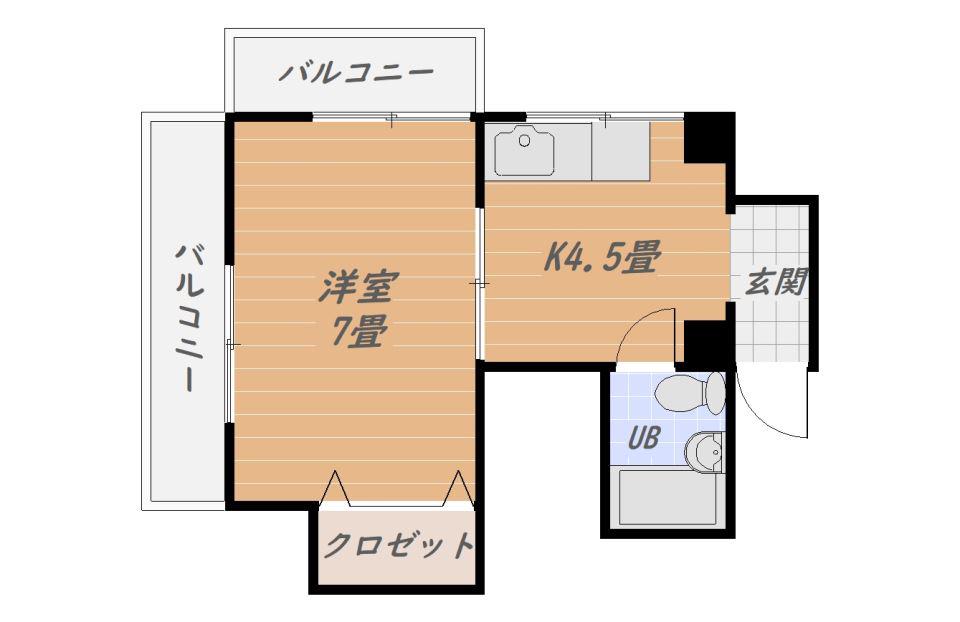 なるみビル(1DK/4階)の間取り写真