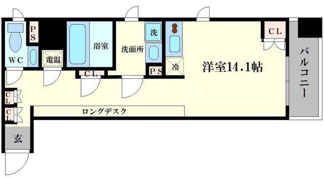 アーバンフラッツ瓦町(ワンルーム/7階)の間取り写真