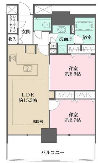 エムエムタワーズ フォレシス L(2LDK/3階)の間取り写真