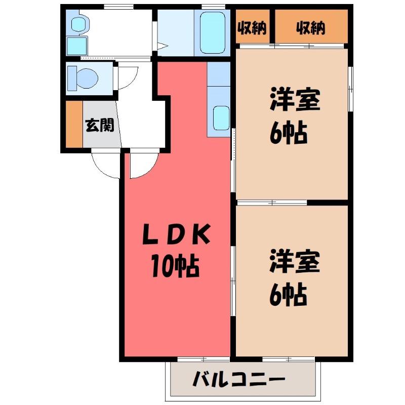 マルベリィ(2LDK/2階)の間取り写真