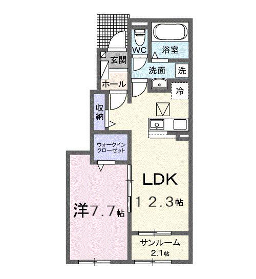 セイバリー プリムローズ II(1LDK/1階)の間取り写真