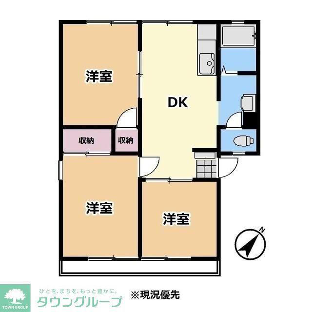 パナハイツヤマダB(3DK/1階)の間取り写真