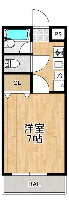ヴィーノPARTI(1K/2階)の間取り写真