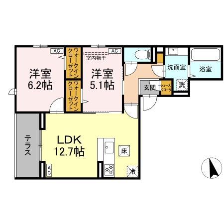 D-セアリス椿森(2LDK/1階)の間取り写真
