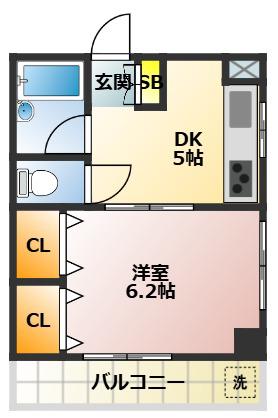 ドルフィン(1DK/3階)の間取り写真