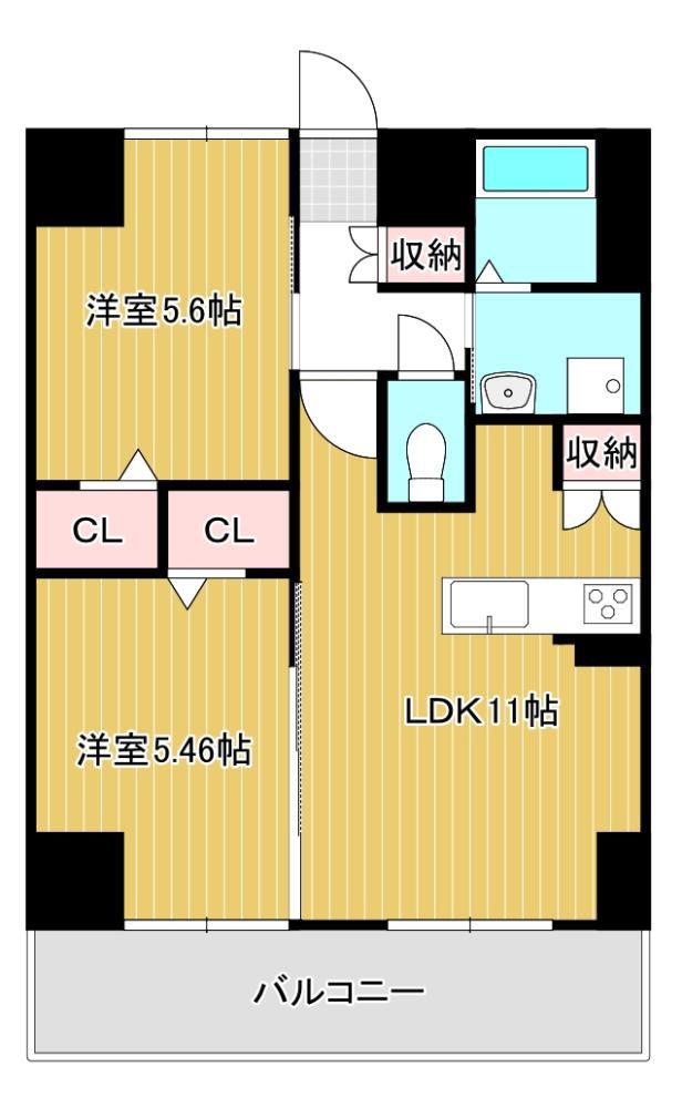 エミネント水巻駅前(2LDK/8階)の間取り写真
