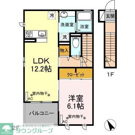 京王井の頭線 井の頭公園駅 徒歩16分 2階建 築7年(1LDK/2階)の間取り写真