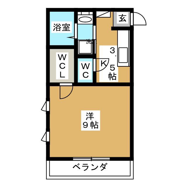 ガーデンシルク丸井(1K/2階)の間取り写真