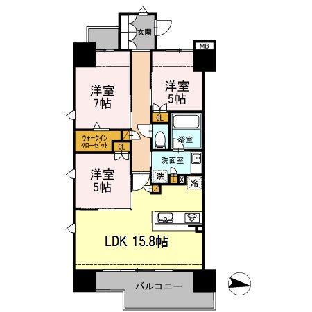 プレミスト鍛冶町801(3LDK/8階)の間取り写真