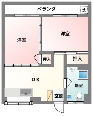 三上マンション(2DK/4階)の間取り写真