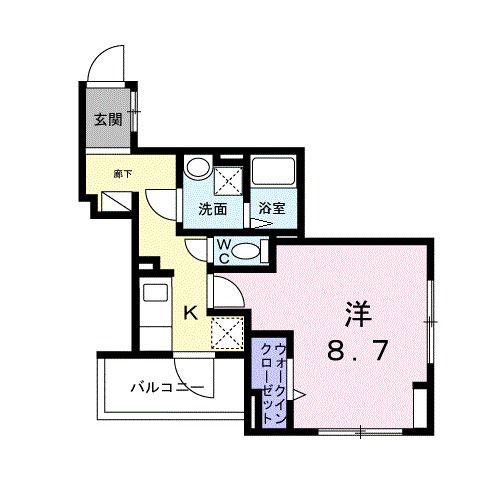 中宮町マンション(1K/4階)の間取り写真