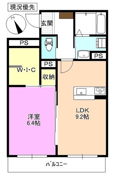 QUEENSS(1LDK/2階)の間取り写真