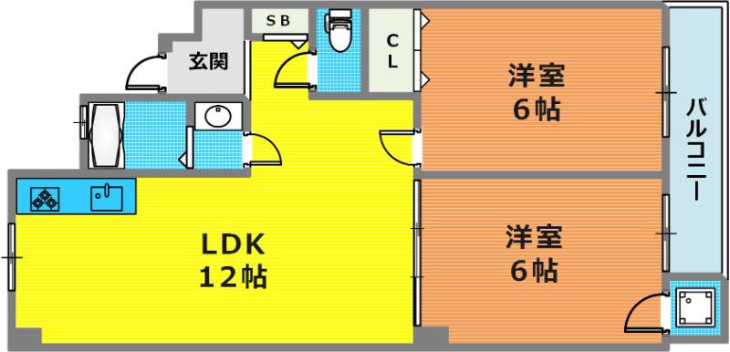 スリール住吉山手(2LDK/1階)の間取り写真