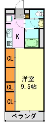 パークサイドSOGA(1K/1階)の間取り写真