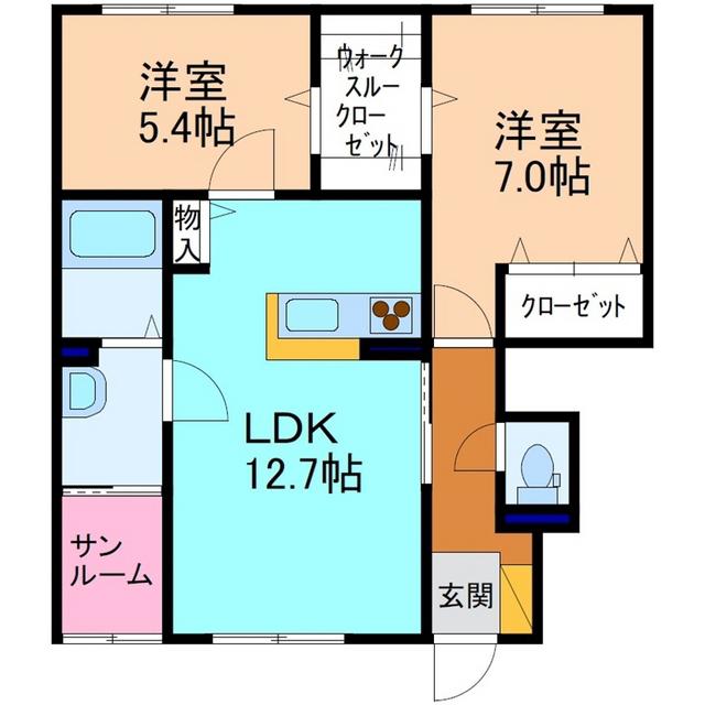 ヴィラ シャイネン(2LDK/1階)の間取り写真