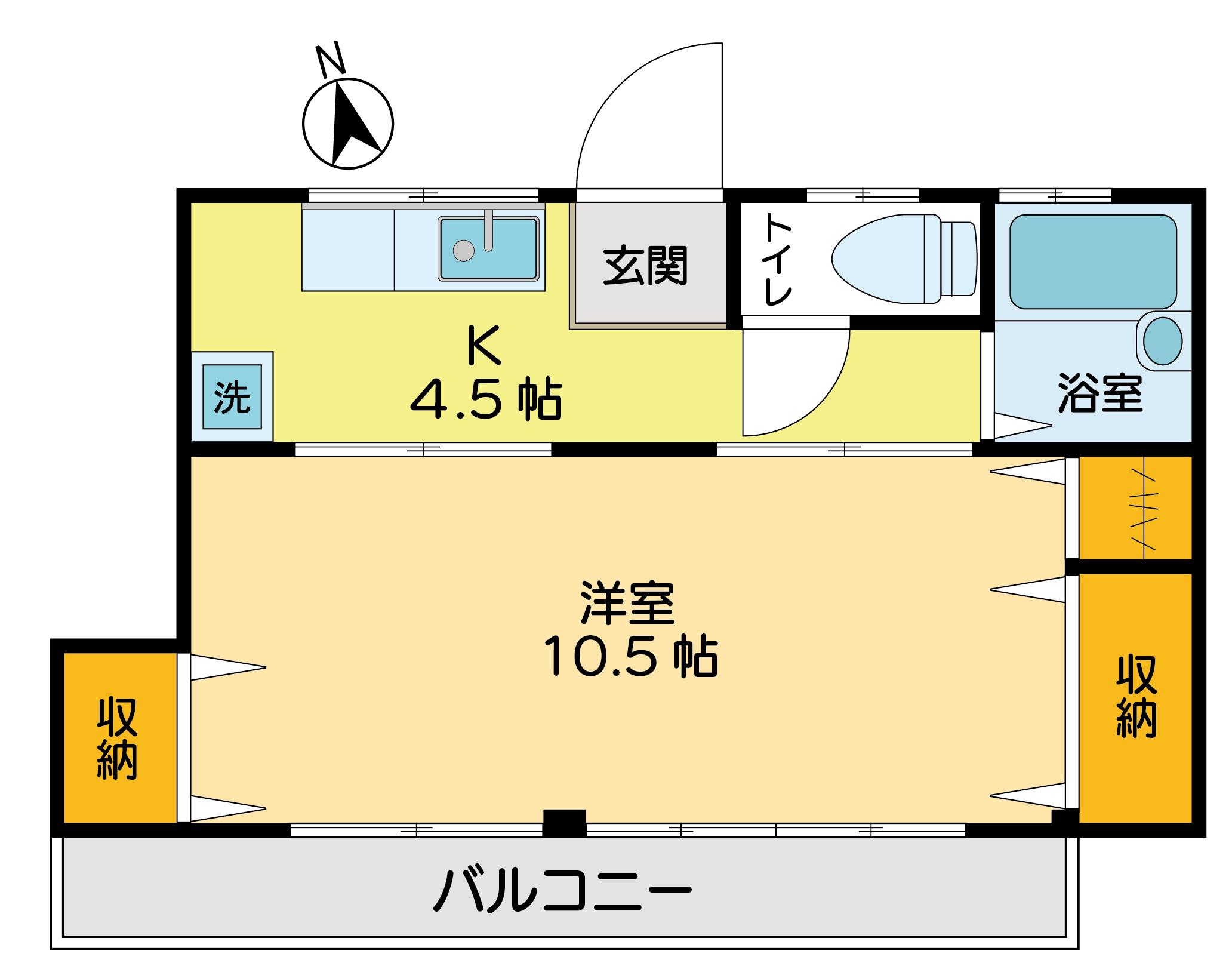 コーポ樫の木(1K/2階)の間取り写真