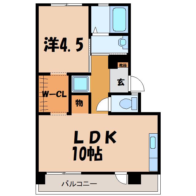 熊谷団地19号棟(1LDK/2階)の間取り写真