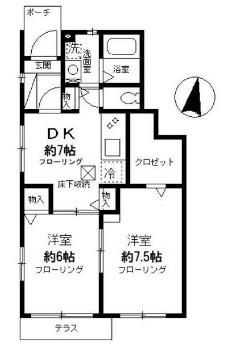サニーヒルヒバリVII(2DK/1階)の間取り写真