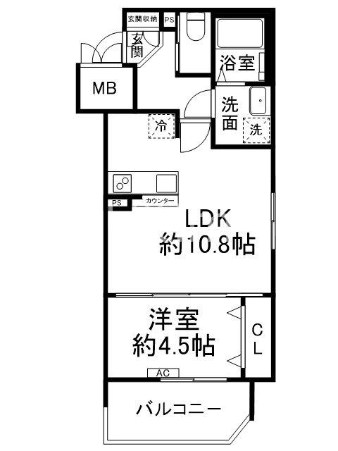 ファーストフィオーレ京都コーヴォ(1LDK/5階)の間取り写真