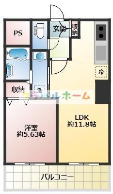 ノルデンタワー新大阪プレミアム(1LDK/19階)の間取り写真