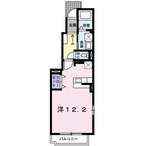 ソレイユB(ワンルーム/1階)の間取り写真