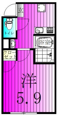 クレサージュ新松戸II(1K/1階)の間取り写真