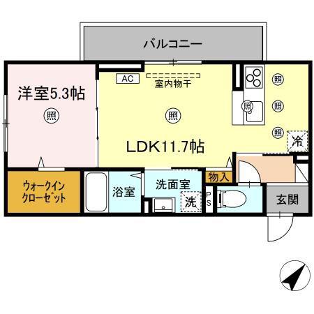 AMレジデンス出雲(1LDK/2階)の間取り写真