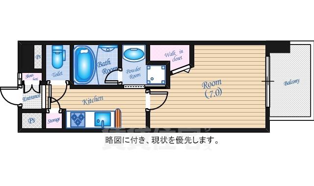 ステイサム舟入中町(1K/3階)の間取り写真