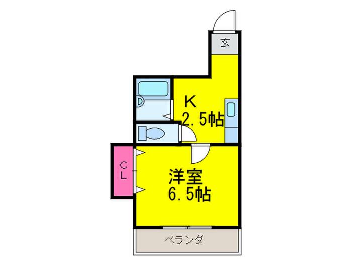 サンライズひらの(1K/5階)の間取り写真