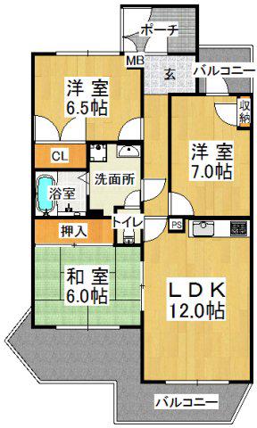 ガーデンハイツ桃山台弐番館(3LDK/2階)の間取り写真