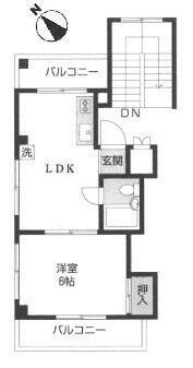ウインズ船橋(1LDK/4階)の間取り写真