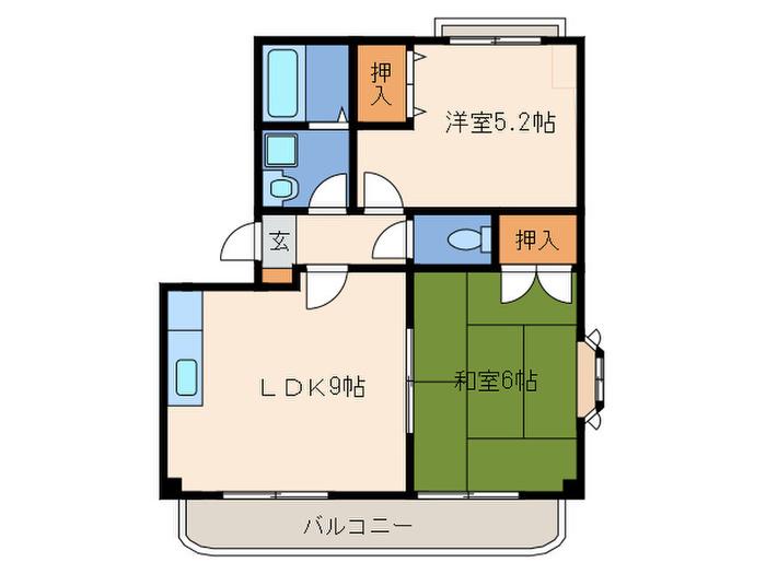 センチネール横浜A(2LDK/1階)の間取り写真