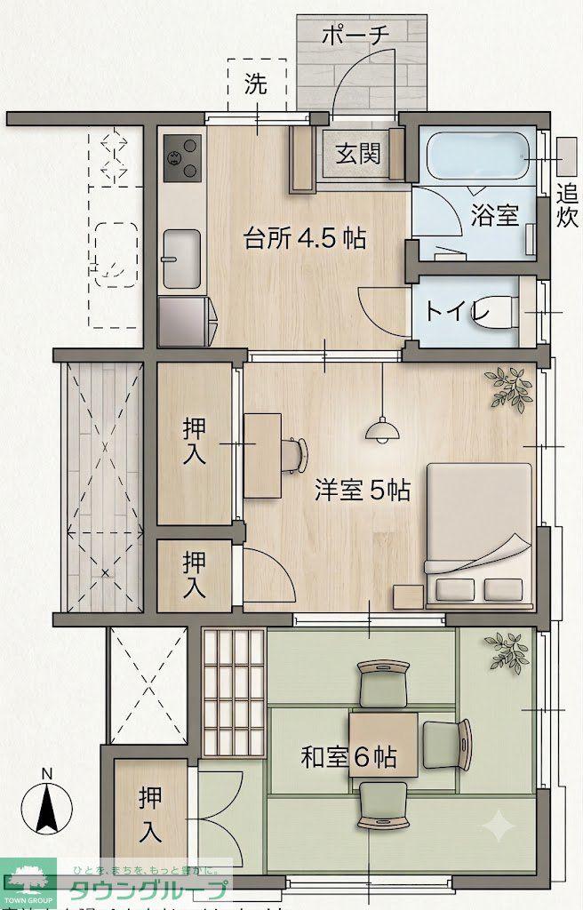 GARDEN KUNITACHI(2K/1階)の間取り写真