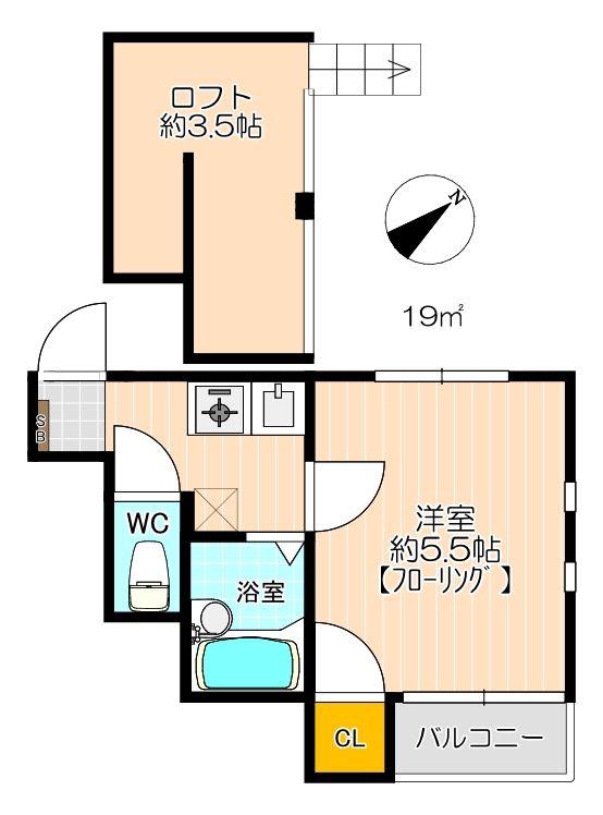 フリーデ地行(1K/1階)の間取り写真
