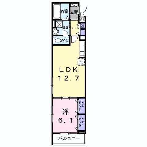 ジーアンビエンス(1LDK/2階)の間取り写真