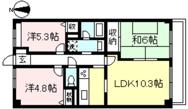 リバーヴュー泉(3LDK/3階)の間取り写真