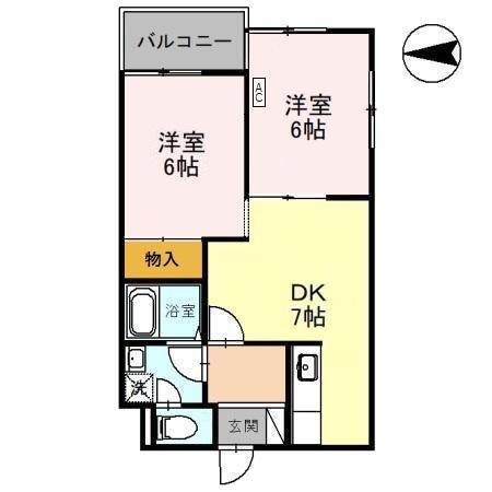 KUハイツ(2DK/3階)の間取り写真
